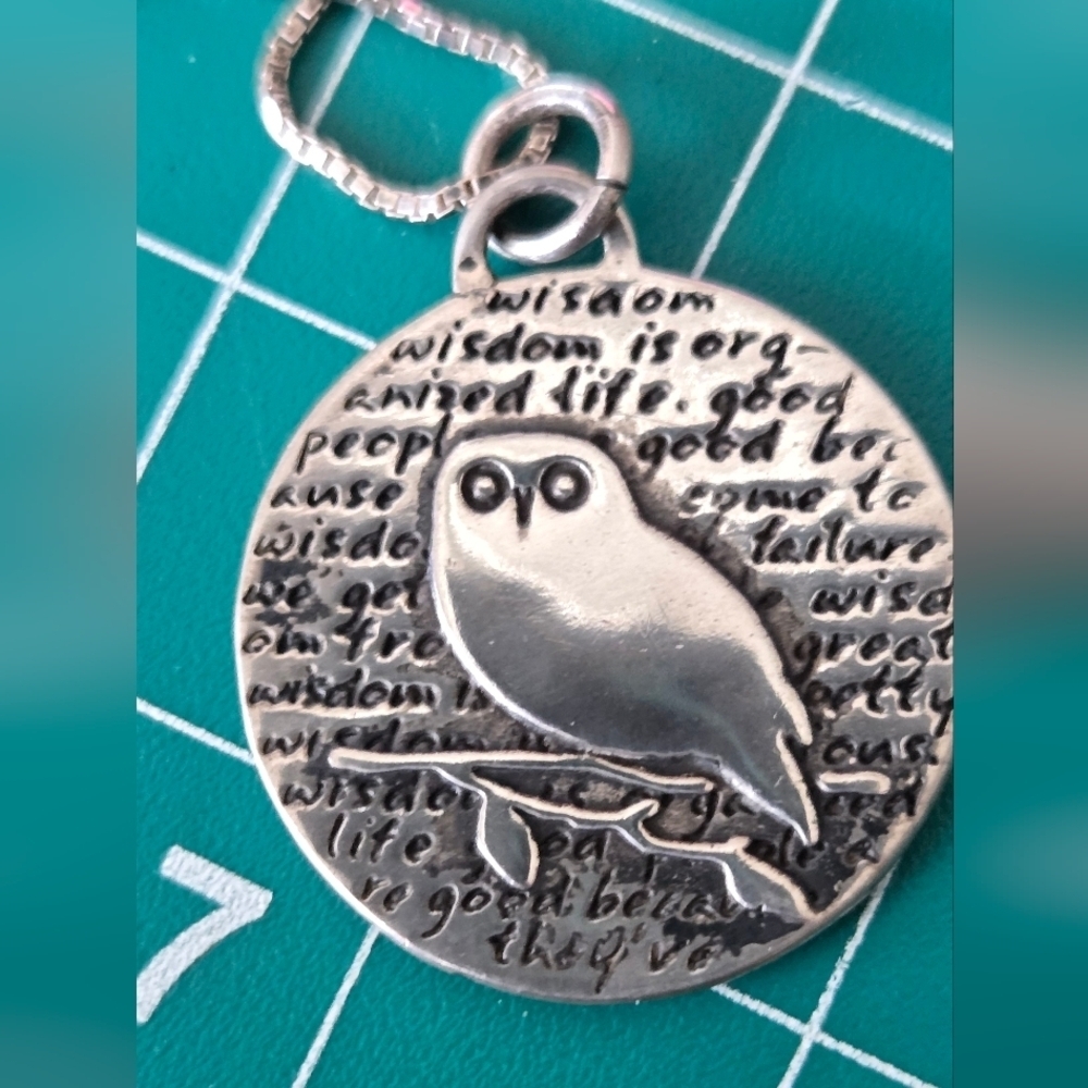 Necklace Owl Pendant 950 Sterling Pendant 925 Chain - Picture 5 of 9
